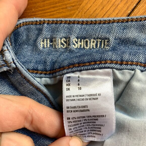 American Eagle Outfitters Hi-Rise Super Stretch Shortie Denim Shorts Size 6 - Picture 8 of 8